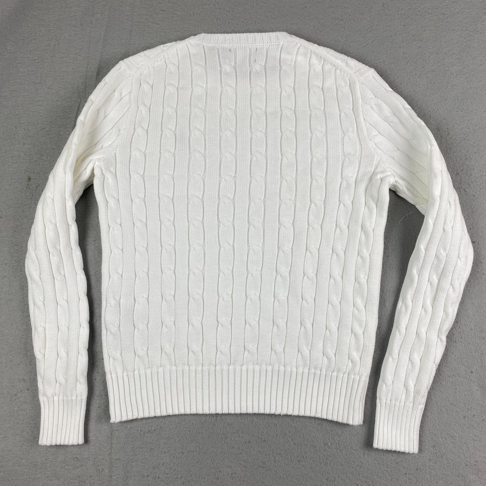 Polo Ralph Lauren Womens Cable Knit Long Sleeve Sweater White Small Preppy pony - Picture 11 of 16